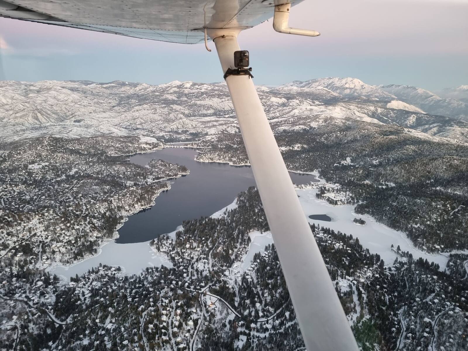 Snow-capped mountains from above