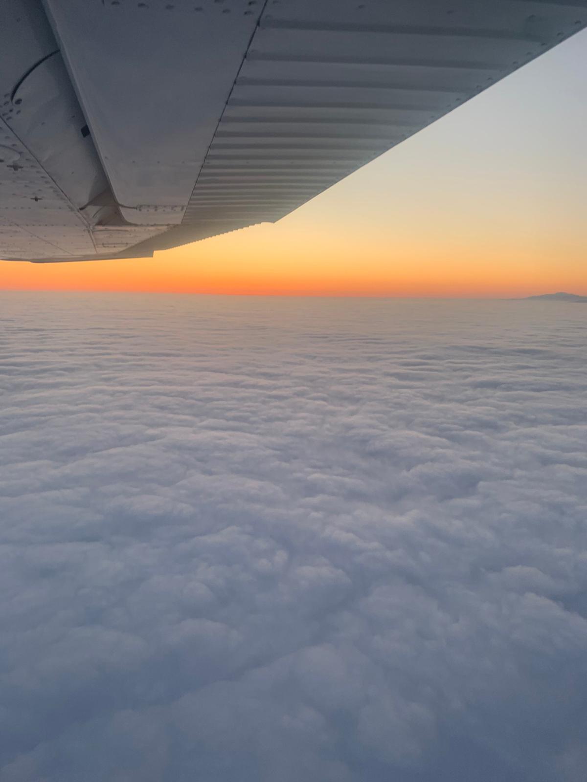 Sunset above the cloud layer